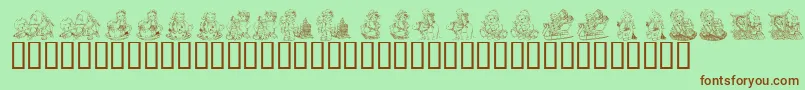 KrHolidayTeddiesThree Font – Brown Fonts on Green Background