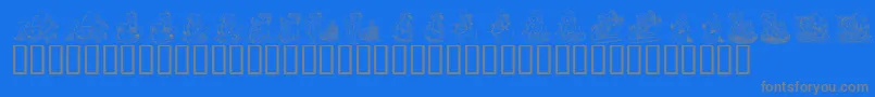Weitere Informationen zur KrHolidayTeddiesThree-Schriftart KrHolidayTeddiesThree-Schriftart – Graue Schriften auf blauem Hintergrund