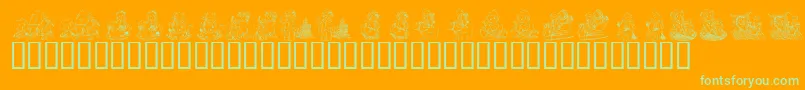 KrHolidayTeddiesThree Font – Green Fonts on Orange Background