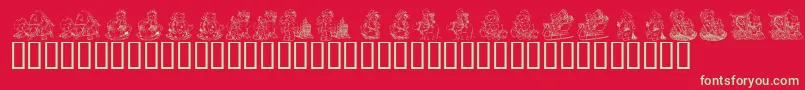 KrHolidayTeddiesThree Font – Green Fonts on Red Background