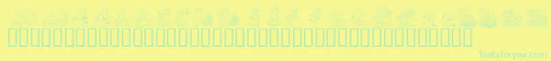 KrHolidayTeddiesThree Font – Green Fonts on Yellow Background