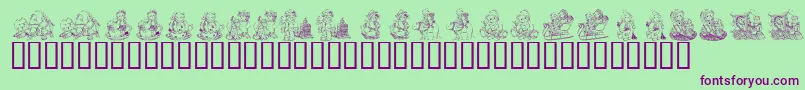 KrHolidayTeddiesThree-Schriftart – Violette Schriften auf grünem Hintergrund