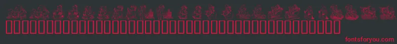 フォントKrHolidayTeddiesThree – 黒い背景に赤い文字