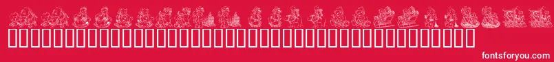 KrHolidayTeddiesThree-Schriftart – Weiße Schriften auf rotem Hintergrund