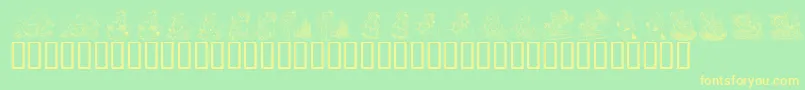 KrHolidayTeddiesThree Font – Yellow Fonts on Green Background