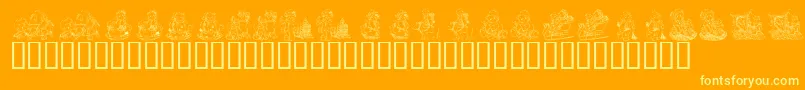 Weitere Informationen zur KrHolidayTeddiesThree-Schriftart KrHolidayTeddiesThree-Schriftart – Gelbe Schriften auf orangefarbenem Hintergrund