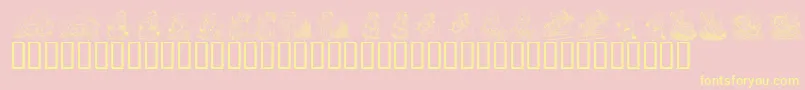 KrHolidayTeddiesThree Font – Yellow Fonts on Pink Background