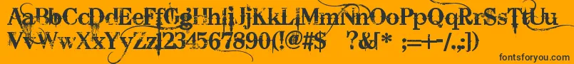BleedingCowboys-Schriftart – Schwarze Schriften auf orangefarbenem Hintergrund