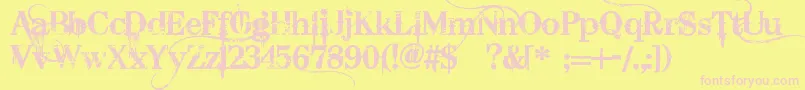BleedingCowboys Font – Pink Fonts on Yellow Background