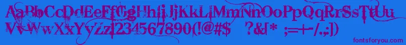 BleedingCowboys Font – Purple Fonts on Blue Background