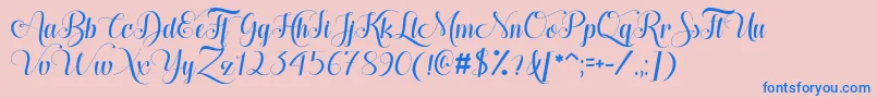 HugsKissesXoxoDemo-Schriftart – Blaue Schriften auf rosa Hintergrund