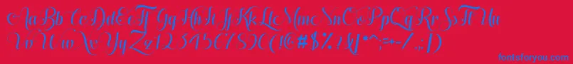 HugsKissesXoxoDemo Font – Blue Fonts on Red Background