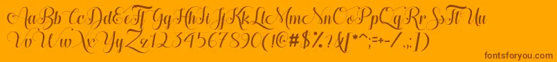 HugsKissesXoxoDemo Font – Brown Fonts on Orange Background