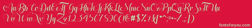 HugsKissesXoxoDemo Font – Green Fonts on Red Background