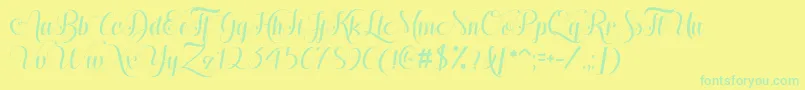 HugsKissesXoxoDemo Font – Green Fonts on Yellow Background