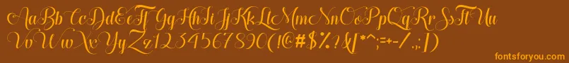 HugsKissesXoxoDemo Font – Orange Fonts on Brown Background