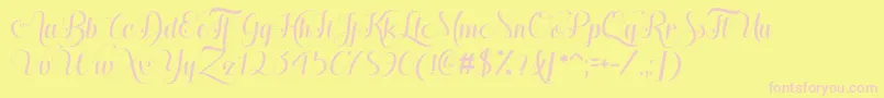 HugsKissesXoxoDemo Font – Pink Fonts on Yellow Background