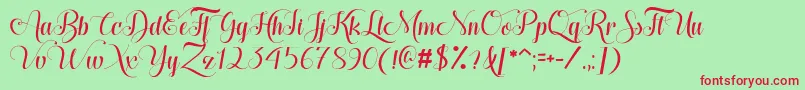HugsKissesXoxoDemo Font – Red Fonts on Green Background