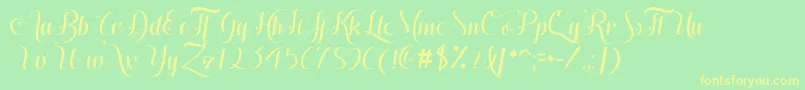 HugsKissesXoxoDemo Font – Yellow Fonts on Green Background