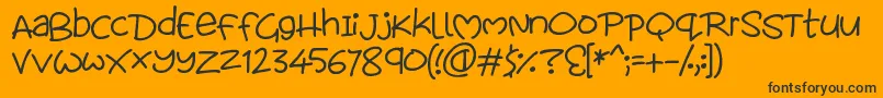 Loveables-Schriftart – Schwarze Schriften auf orangefarbenem Hintergrund