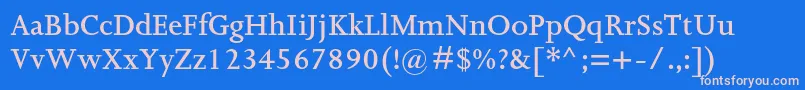 フォントJoannamtstdSemibold – ピンクの文字、青い背景