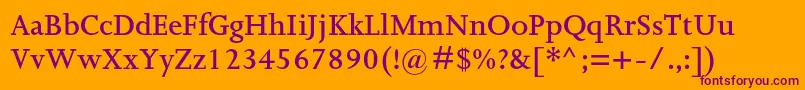 Шрифт JoannamtstdSemibold – фиолетовые шрифты на оранжевом фоне