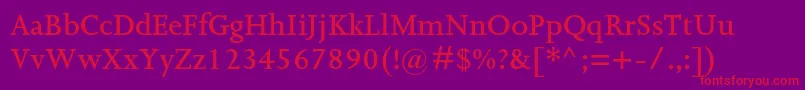 Шрифт JoannamtstdSemibold – красные шрифты на фиолетовом фоне