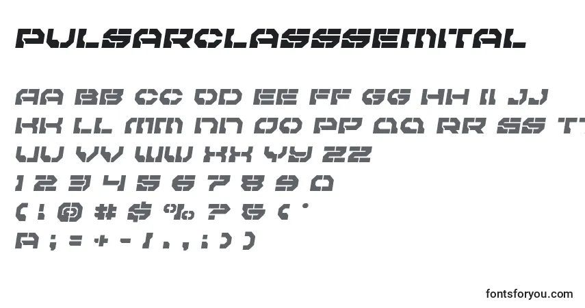 Czcionka Pulsarclasssemital – alfabet, cyfry, specjalne znaki