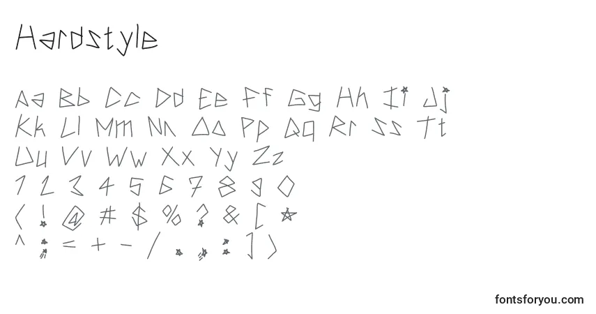 Czcionka Hardstyle – alfabet, cyfry, specjalne znaki
