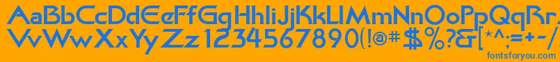 フォントKhanBold – オレンジの背景に青い文字