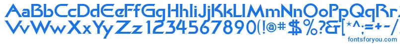 フォントKhanBold – 白い背景に青い文字