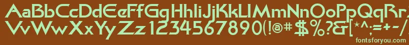 フォントKhanBold – 緑色の文字が茶色の背景にあります。