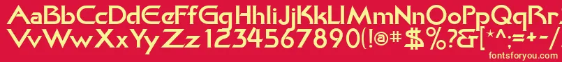 フォントKhanBold – 黄色の文字、赤い背景