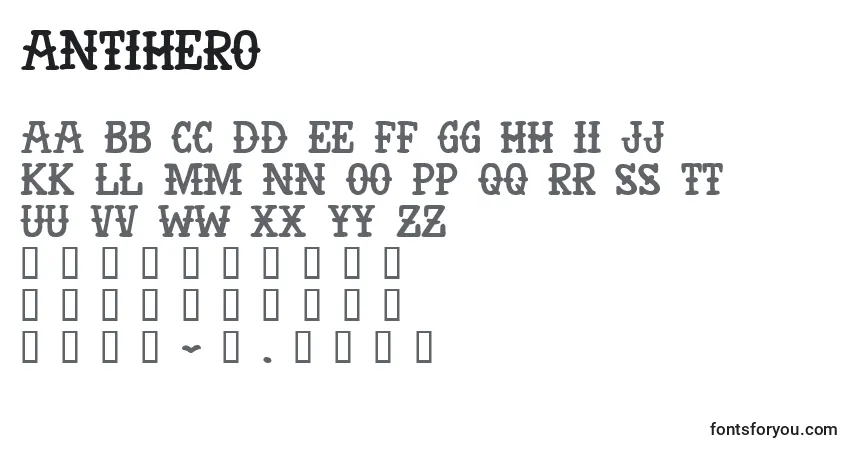 Шрифт AntiHero – алфавит, цифры, специальные символы