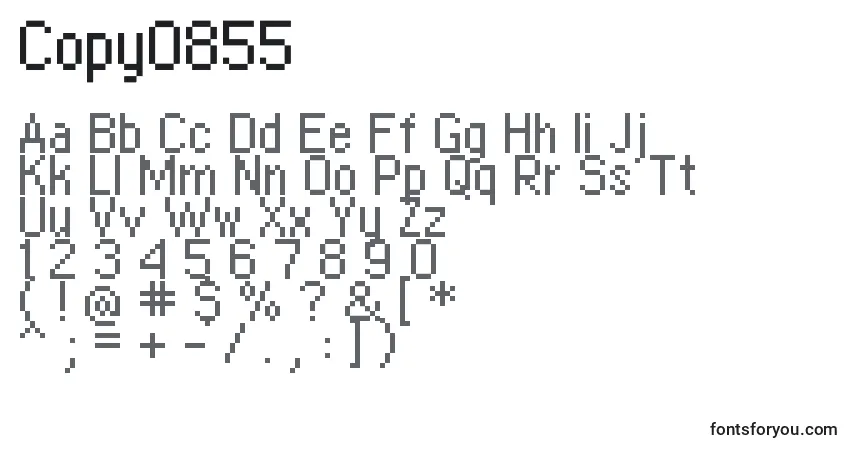 A fonte Copy0855 – alfabeto, números, caracteres especiais