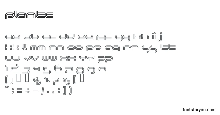 Czcionka Plantc – alfabet, cyfry, specjalne znaki