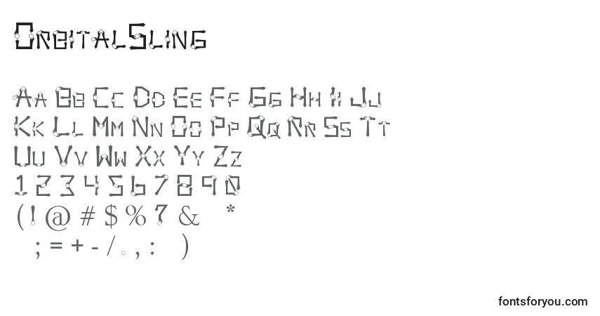 Czcionka OrbitalSling – alfabet, cyfry, specjalne znaki