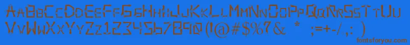 フォントOrbitalSling – 茶色の文字が青い背景にあります。