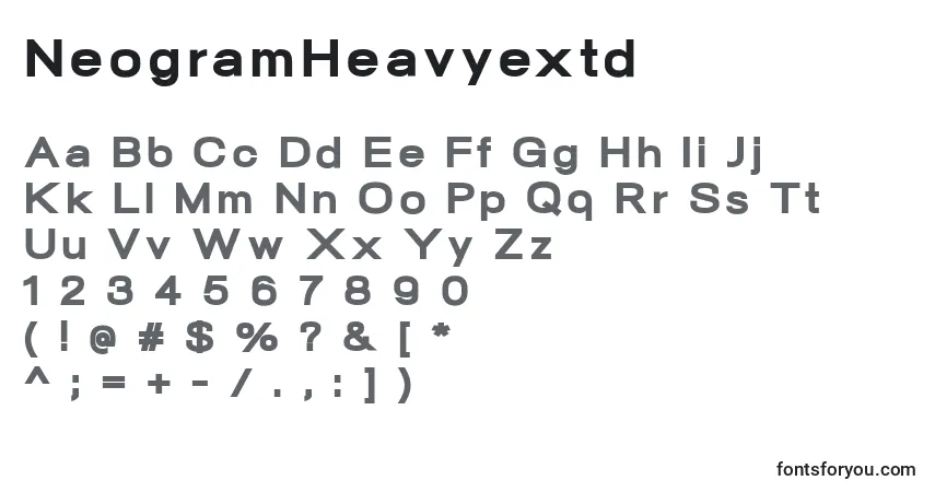 Schriftart NeogramHeavyextd – Alphabet, Zahlen, spezielle Symbole