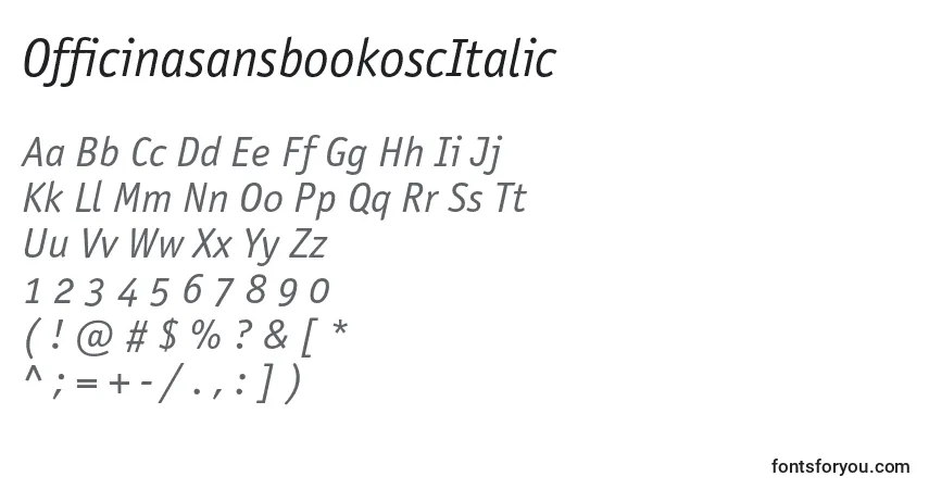 Шрифт OfficinasansbookoscItalic – алфавит, цифры, специальные символы