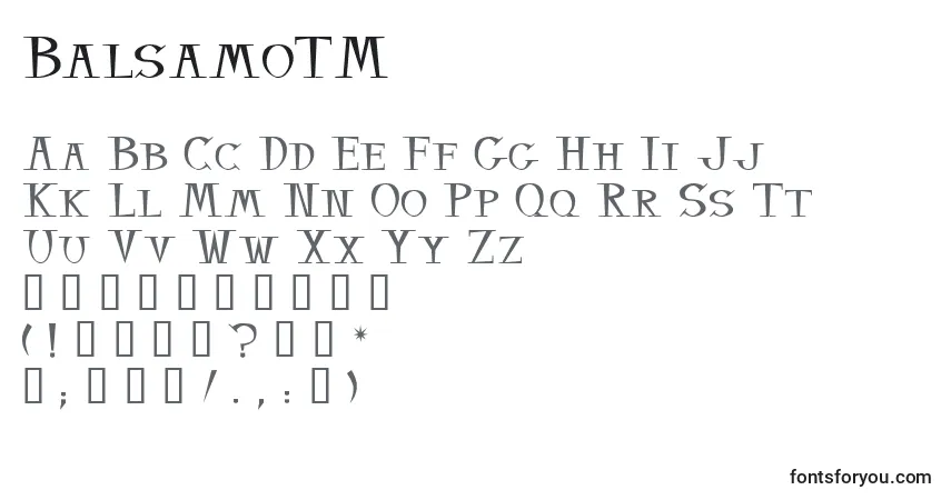 Schriftart BalsamoTM – Alphabet, Zahlen, spezielle Symbole