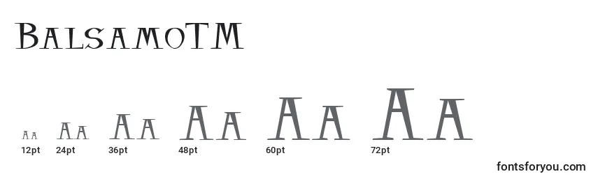 Размеры шрифта BalsamoTM
