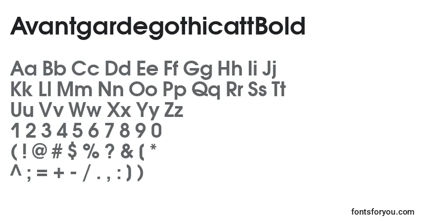 AvantgardegothicattBold-fontti – aakkoset, numerot, erikoismerkit