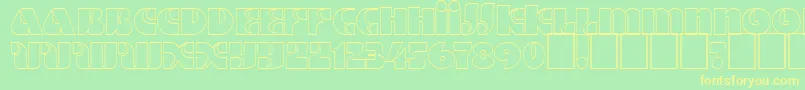 フォントDsmotterho – 黄色の文字が緑の背景にあります