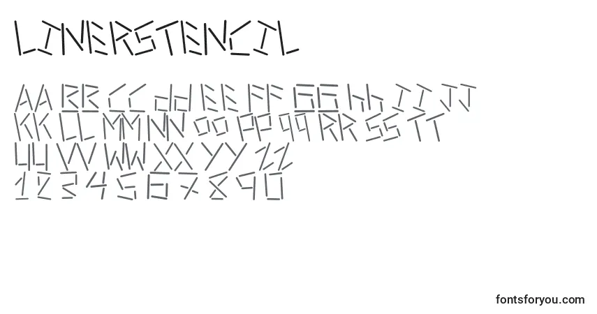 Schriftart LinerStencil – Alphabet, Zahlen, spezielle Symbole