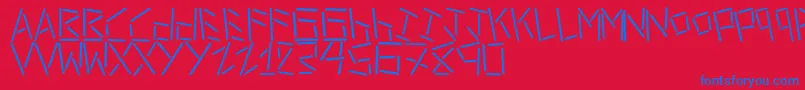 LinerStencil-Schriftart – Blaue Schriften auf rotem Hintergrund