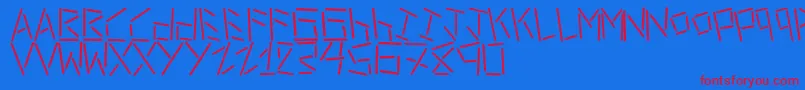 LinerStencil-Schriftart – Rote Schriften auf blauem Hintergrund
