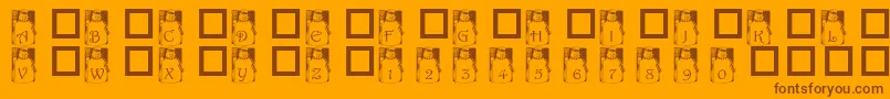 PfSnowman-Schriftart – Braune Schriften auf orangefarbenem Hintergrund