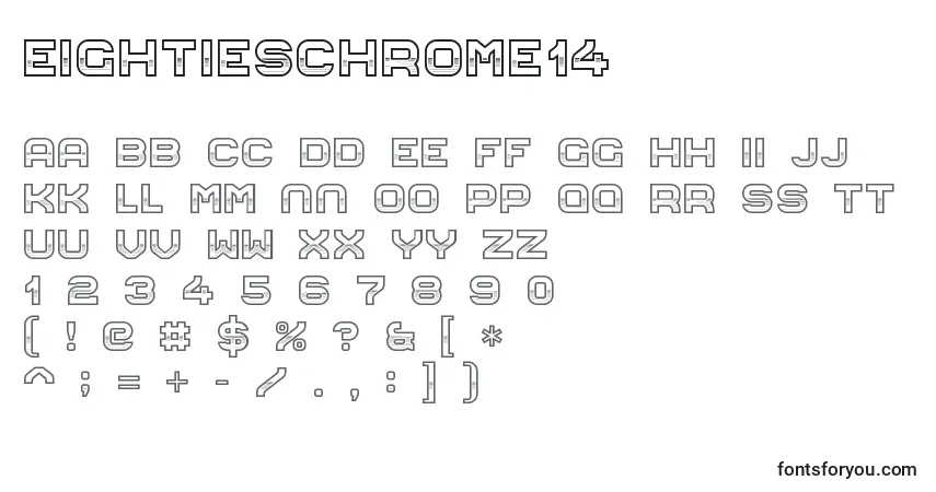 A fonte EightiesChrome14 – alfabeto, números, caracteres especiais