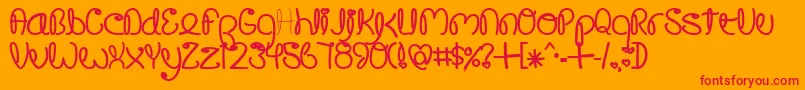 CrushedOutGirlSharpie Font – Red Fonts on Orange Background